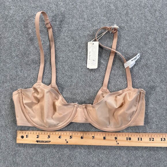 Aerie Smoothez Beige Mesh Balconette Bra 34C Unlined Wired Adjustable Strap New - Picture 5 of 8